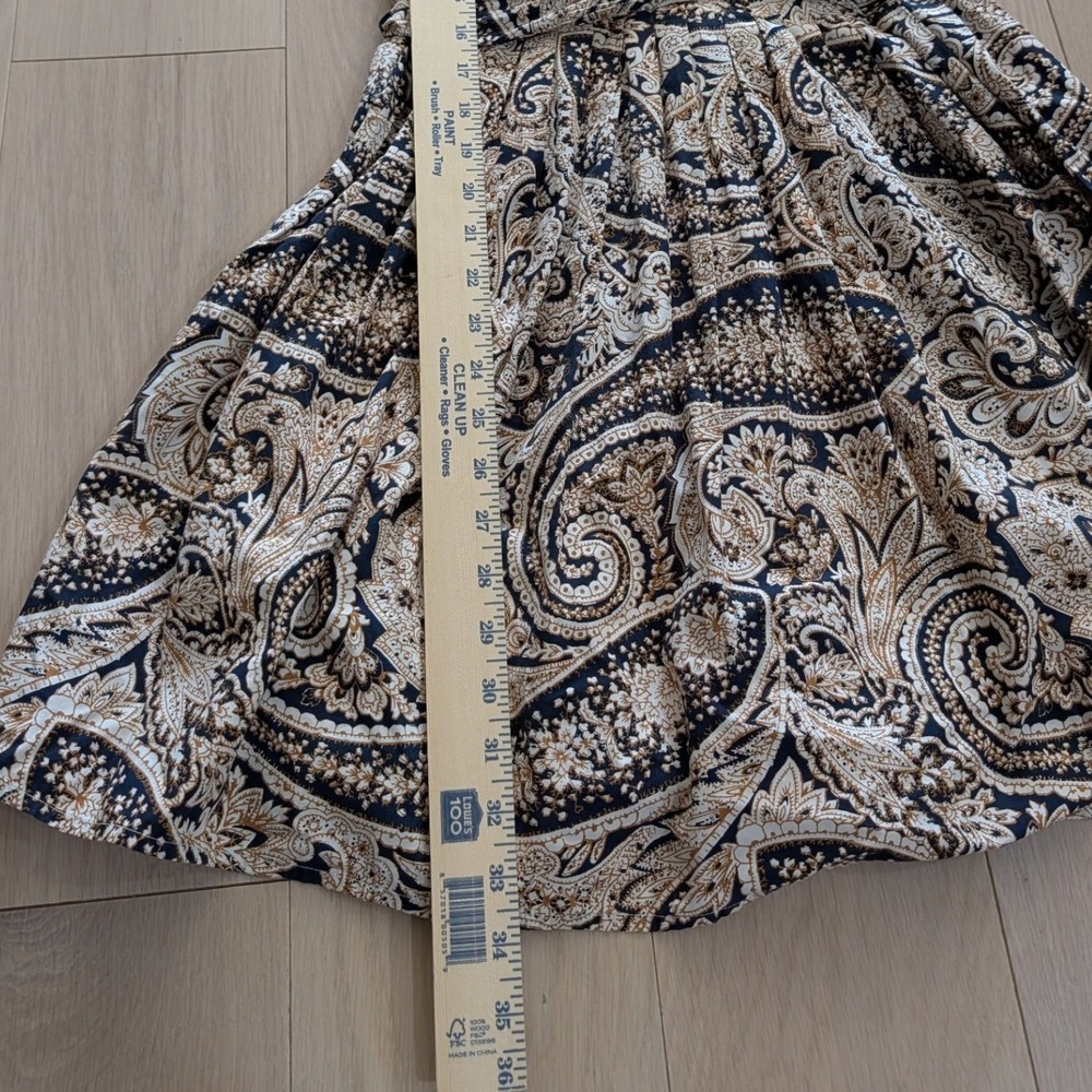 J.Crew Paisley Fit & Flare Dress | Navy & Ivory | V-Neck | Classic Preppy - Picture 10 of 13